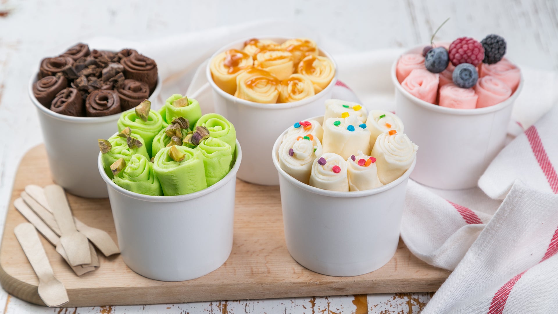 Five flavoured ice cream